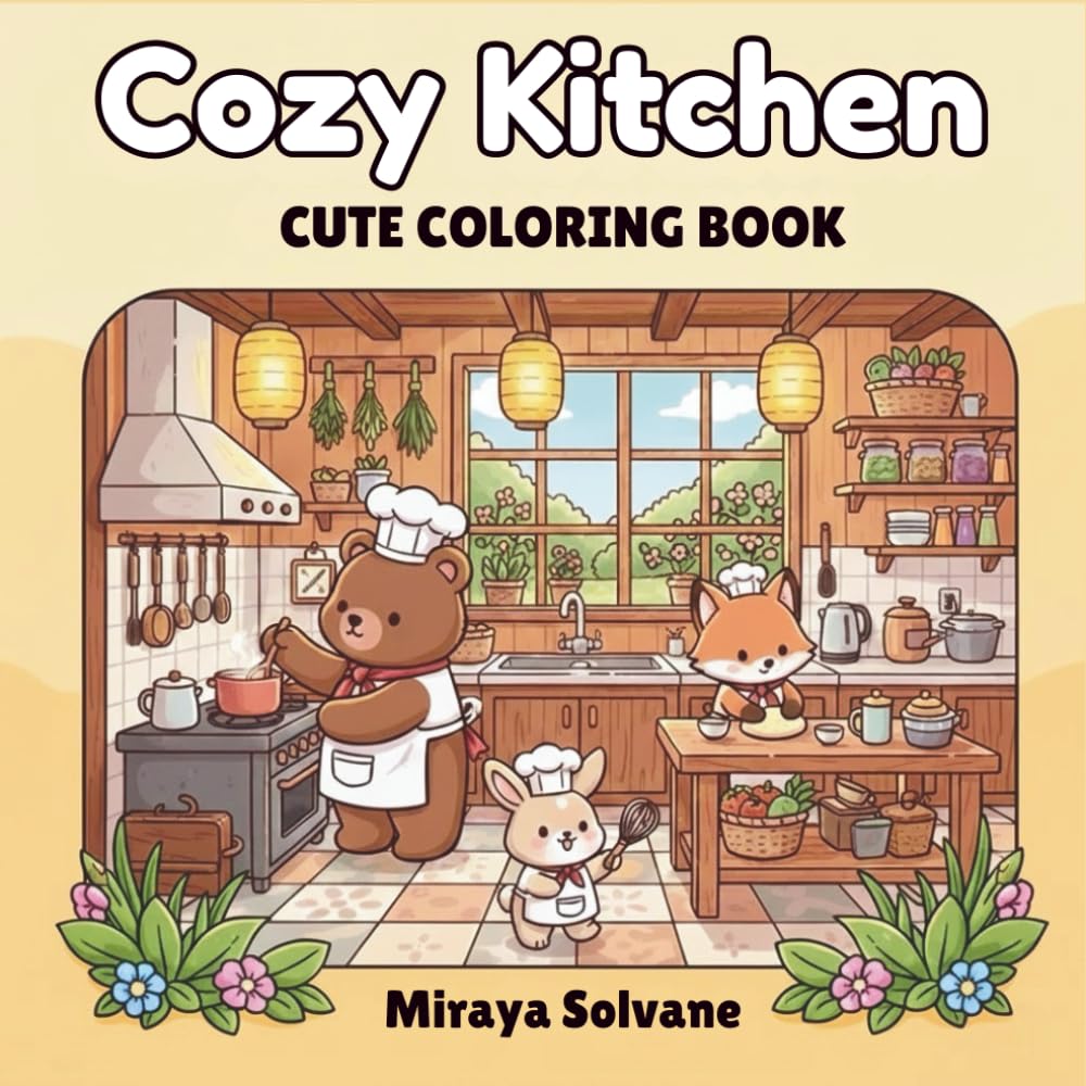 Cozy Kitchen Coloring Book: Funny Animals Baking, Cooking, and Having Cozy Fun Inside (Cozy Coloring Book)