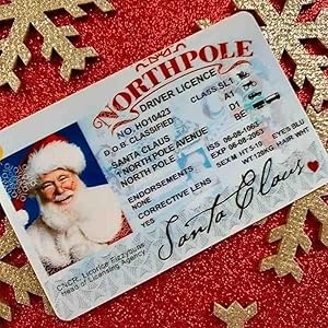Santa Claus Lost Drivers License Christmas Decorations,Novelty Santa Sleigh Flying License ID Card,Santa Claus Card Flight License Christmas Eve Key Box Gift Xmas Tree Ornament (Colors-3PCS)