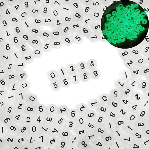 Miniatura 4 de 500 cuentas de números brillantes acrílicas redondas de cuentas de números mixtos para hacer joyas (número negro)