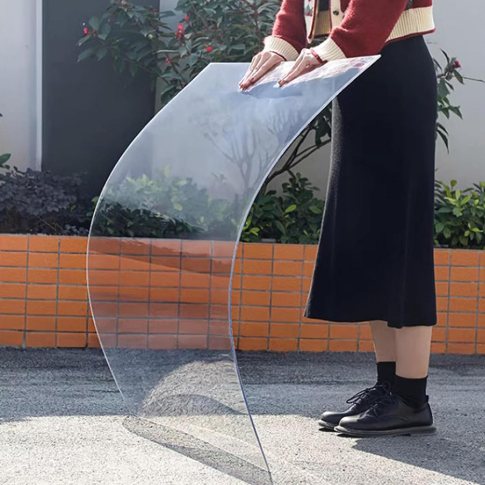 Yujianhuaa Light Polycarbonate Roof Sheet,Clear Acrylic Plastic Sheet,Roofing Canopies,Greenhouses Cladding,Uv Protected,For Canopy Carport Stadiums Bus Shelters Replacement Panels (1X2m(3.3X6.6ft))