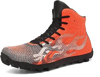 Sapatos de motocicleta antiderrapantes respiráveis, botas de motocicleta antiderrapantes com sola de borracha, botas de motocicleta à prova de intempéries masculinas (Color : Orange, Size : 45 EU)