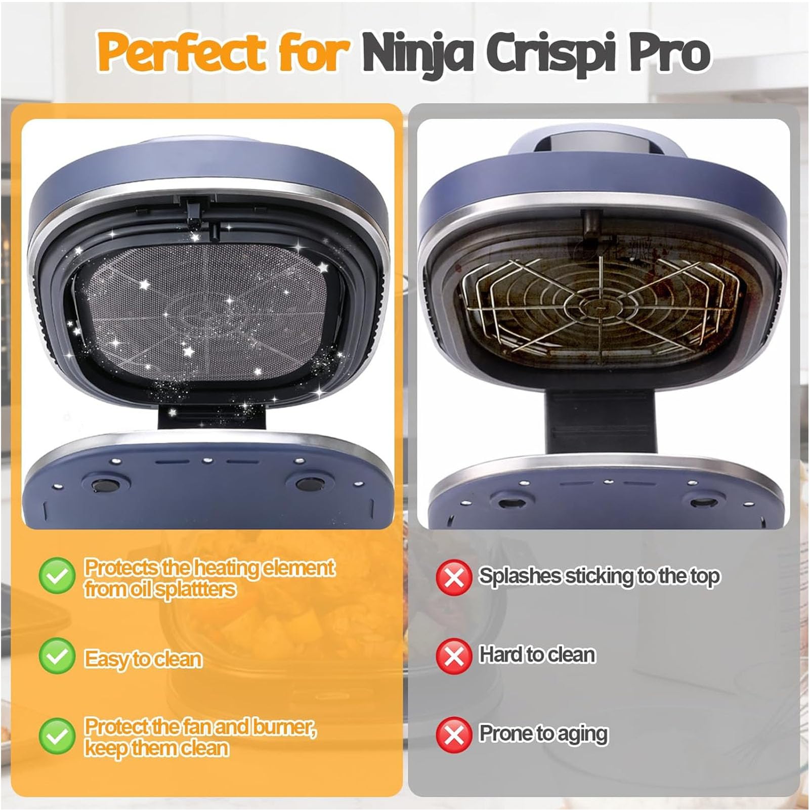 3 piezas moldes de silicona y rejilla anti proyección magnética de acero inoxidable para Ninja CRISPi Freidora de aire AS101EU, Air Fryer Accesorios para Ninja Air Fryer AS101EU (1)