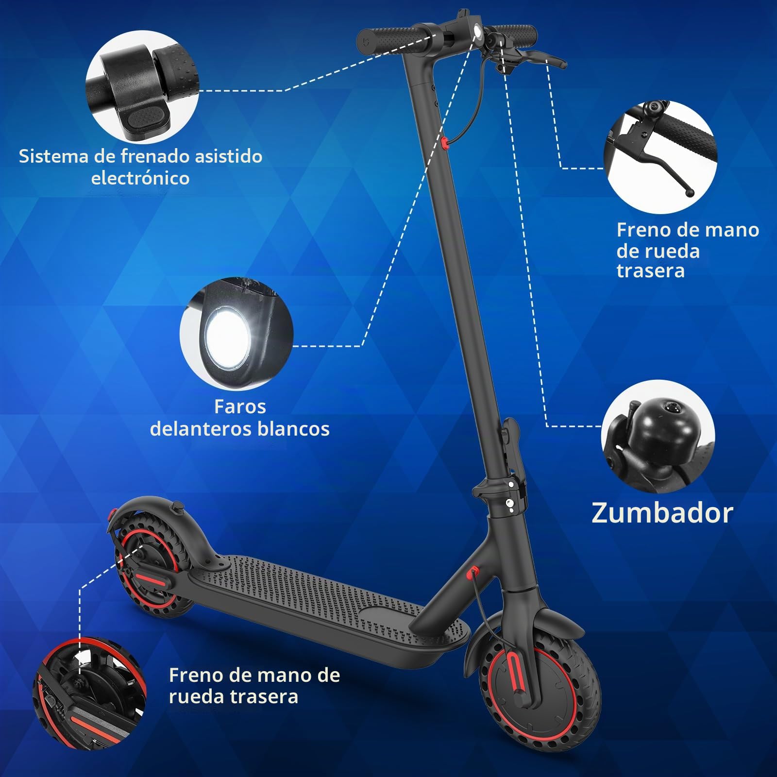 Patinete eléctrico eléctrico de 8,5 pulgadas con batería de 10,5 Ah, alcance máximo de 30 KM, patinete eléctrico para adultos
