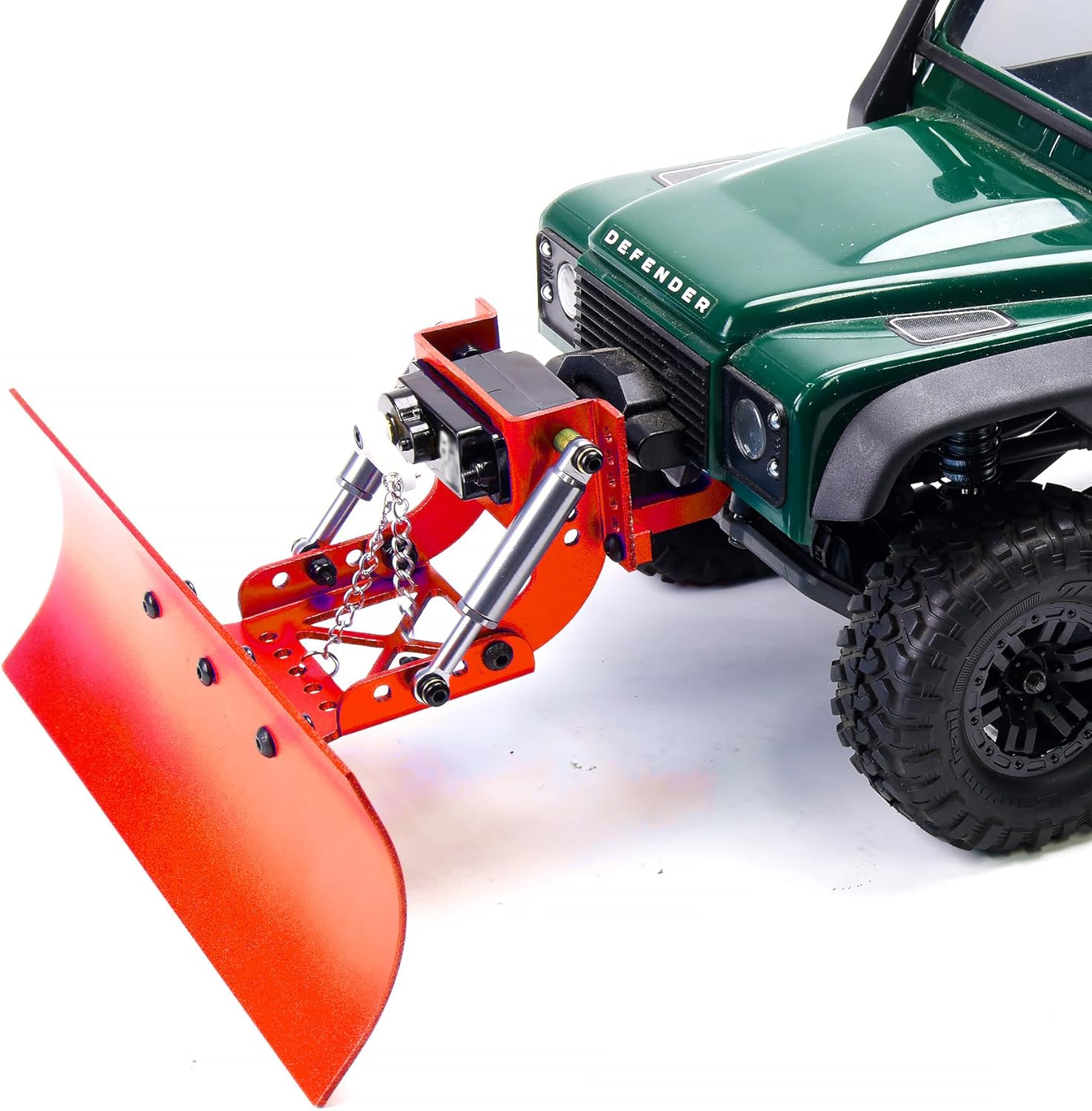 1/18 RC Aluminum Adjustable Snow Shovel/Snow Plow kit with 12G 180° Servo Motor for RC 1/18 TRX4m Crawler Car Upgrade (Red)