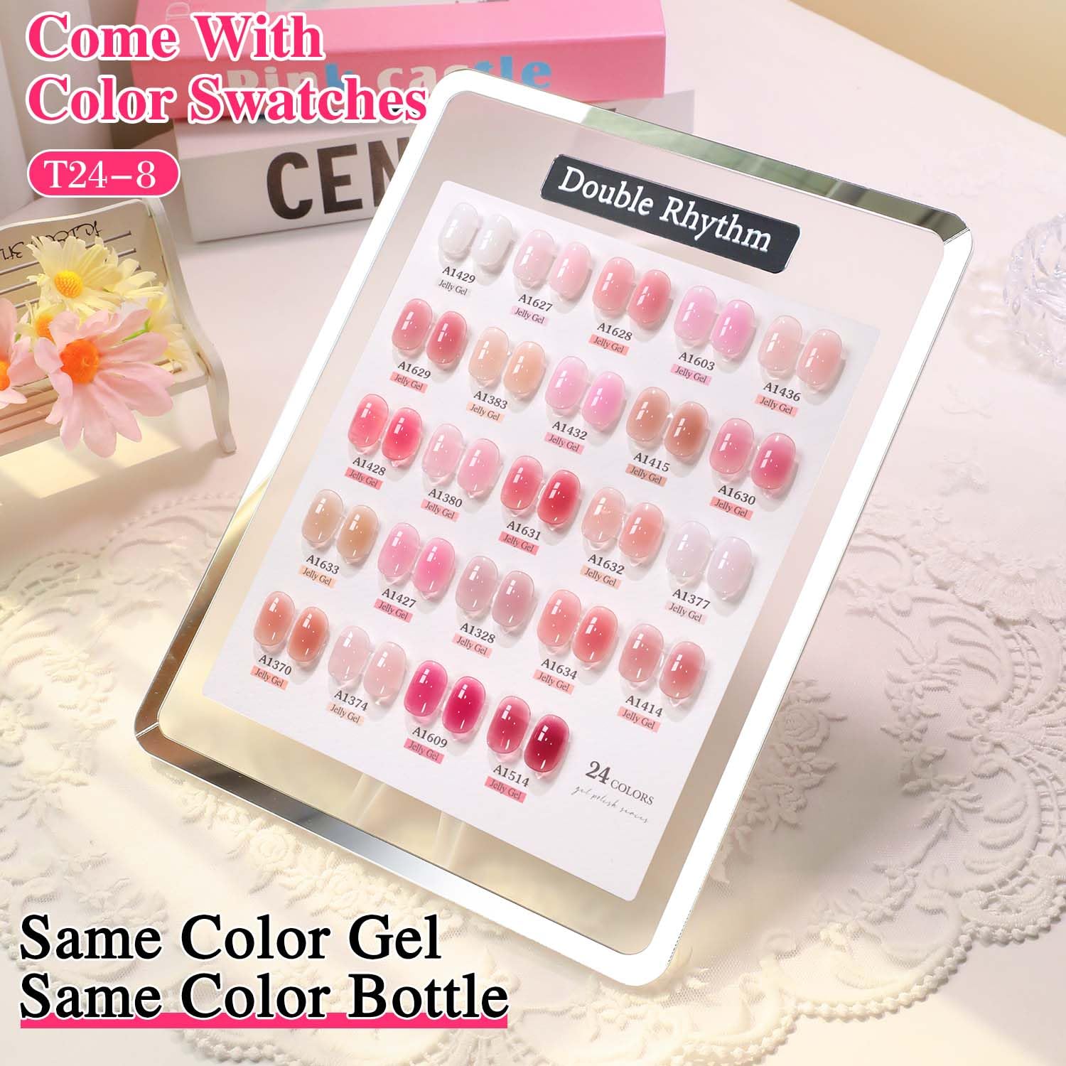 Double Rhythm Juego de esmaltes de uñas de gel, 28 piezas, mismo color y botella, juego de esmalte de uñas de gel extraíble para manicura y decoración de uñas en casa, ideal para mujeres (colección