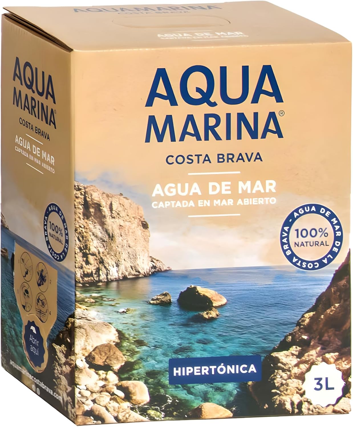AQUAMARINA COSTA BRAVA - Agua de Mar HIPERTÓNICA - 1 unidad de 3L 100% ...
