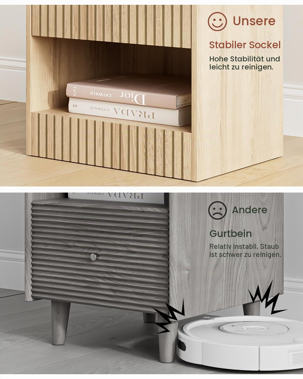 HEYZOEY Klein Nachttisch Eiche mit Schublade & Fach, Modern Beistelltisch