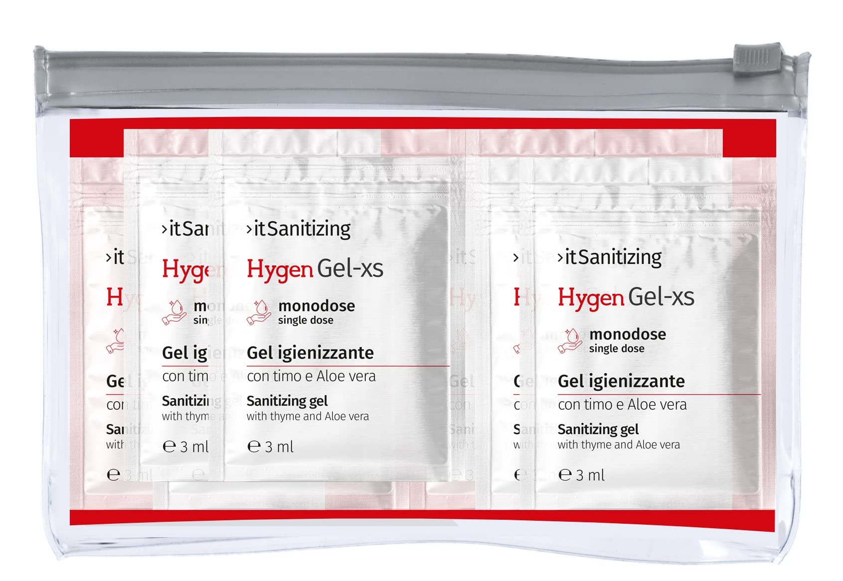 Hygen Gel Mani Disinfettante Igienizzante 100 Bustine Monodose Tascabile da 3 ml - Antibatterico Sanificante Alcool 75% Elimina Virus Naturale con Aloe Vera e Timo Senza Risciacquo Profumato al Limone