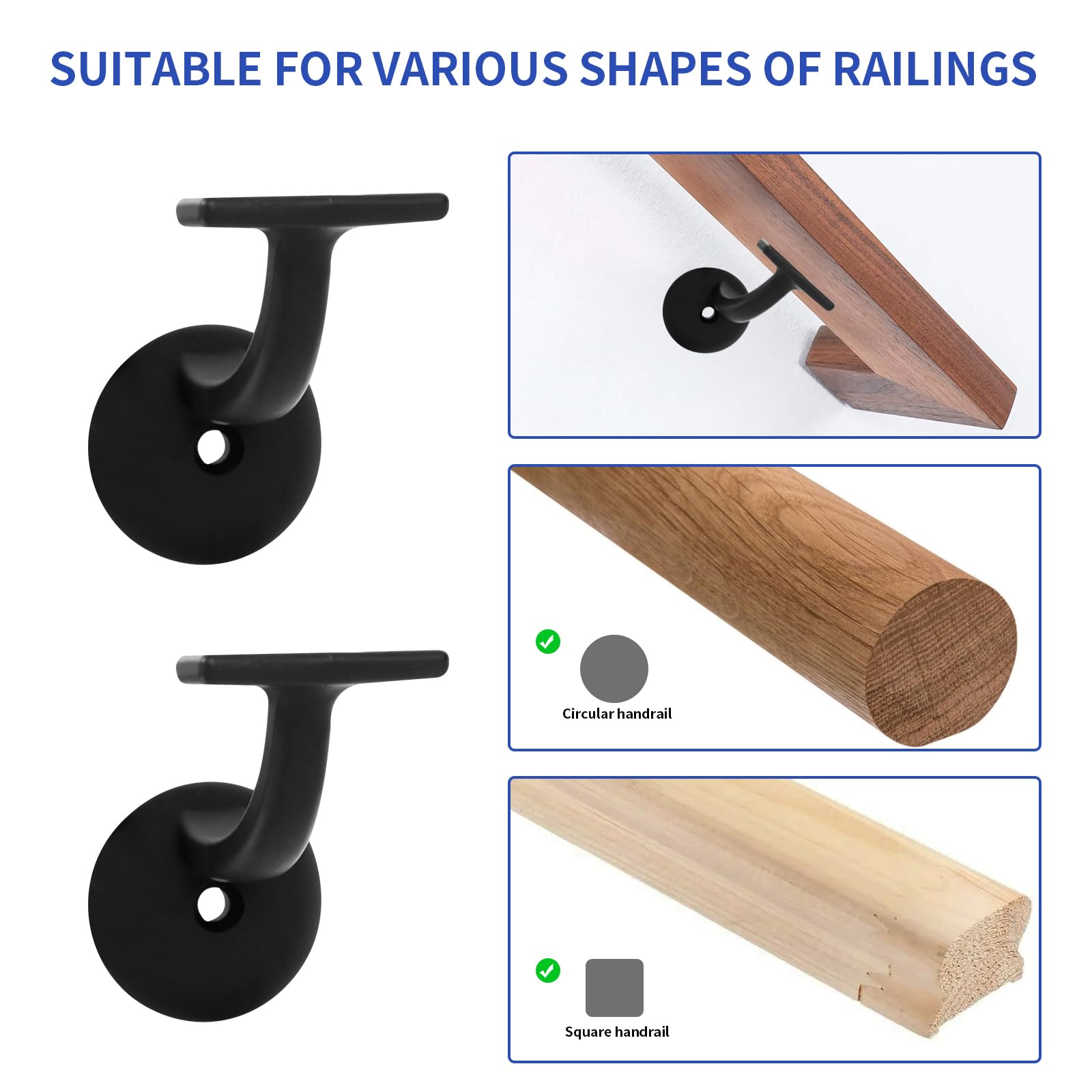 Handrail Holder, Handrail Bracket, Stainless Steel Handrail Support for Stair Railing Wood or Metal - Image 3