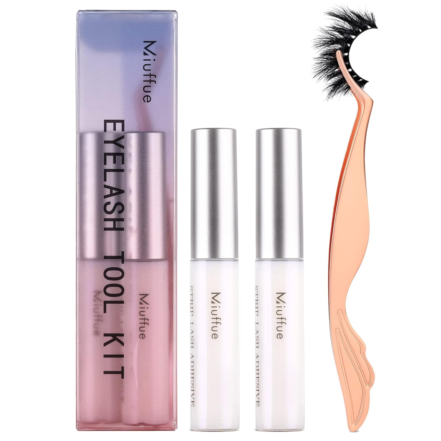 Miuffue 2 PCS Eyelash Glue with Lash Applicator Kit, Includes Easy-Angle Lash Applicator and Latex Free Eyelash Glue, Suitable for Sensitive Eyes (Clear) : Beauty & Personal Care