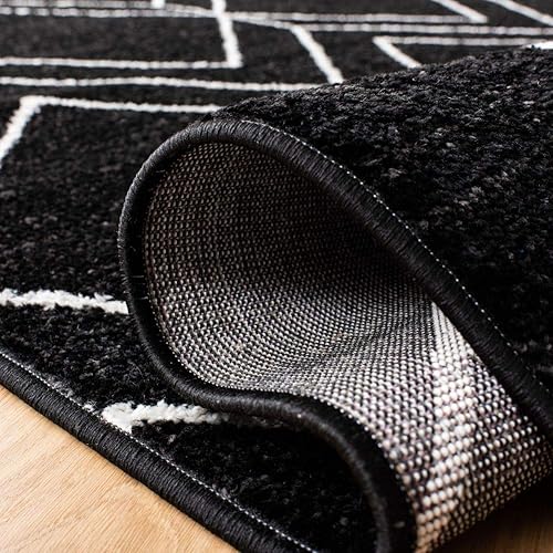 Miniatura 8 de SAFAVIEH Adirondack Collection - Alfombra cuadrada de 10 pies, diseño geométrico moderno, color negro y marfil, no desprende pelusa y de fácil
