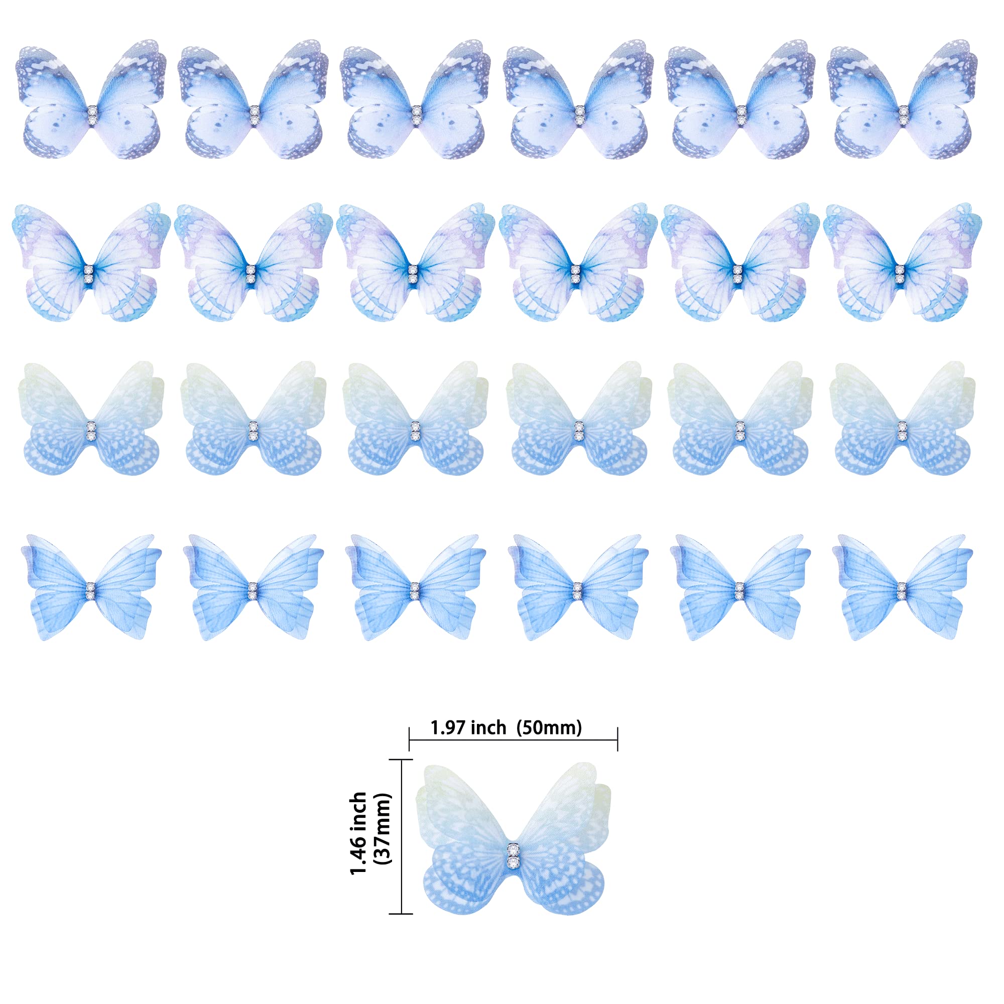 24Pcs Lively 3D Butterfly Cupcake Toppers Double Layer Butterfly Decorations for Girls Women's Happy Birthday Wedding Party Cake Wall Party Food Decorations Blue