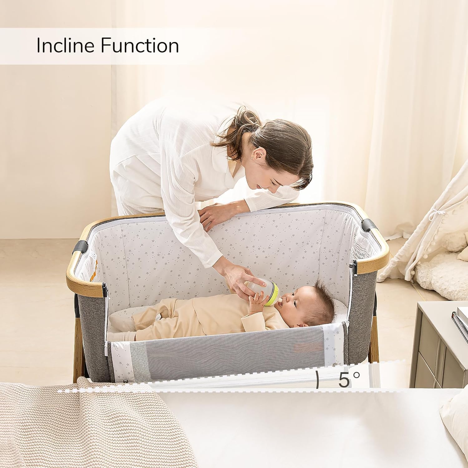 Maydolly Baby Bassinet, 3 in 1 Baby Bassinet Bedside Sleeper
