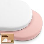 2-Pack Organic Bassinet Sheets for Girls, Boys - 100% Cotton Bassinet Mattress Sheets Compatible with Halo Bassinest Swivel Sleeper, Graco, Baby Delight, Chicco, Unisex Fitted Bassinet Sheets (Rose)