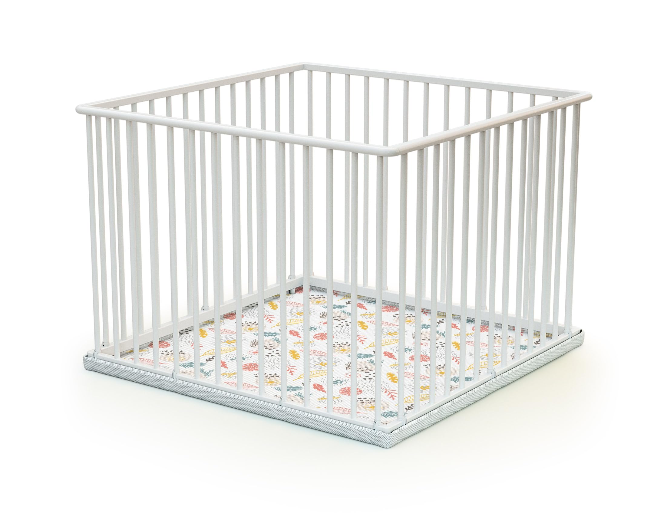 WEBABY - Box bambini legno CUBO - Bianco - 100 x 100 cm