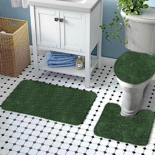 Miniatura 2 de Daniel's Bath - Tapete de baño de lujo sólido de 3 piezas, color verde oliva, 3 unidades (3 piezas de lujo sólido)