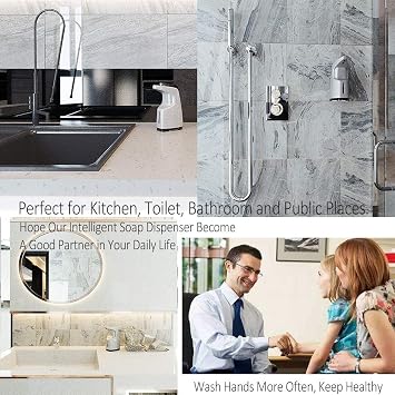 Automatic Soap Dispenser, Touchless Soap Dispenser, Hand Sanitizer Dispenser,Adjustable Dispensing Volume,Wall Mount/Countertop Soap Dispenser,for Kitchen/Bathroom/School/hospital,450ml/15.2oz(Silver)
