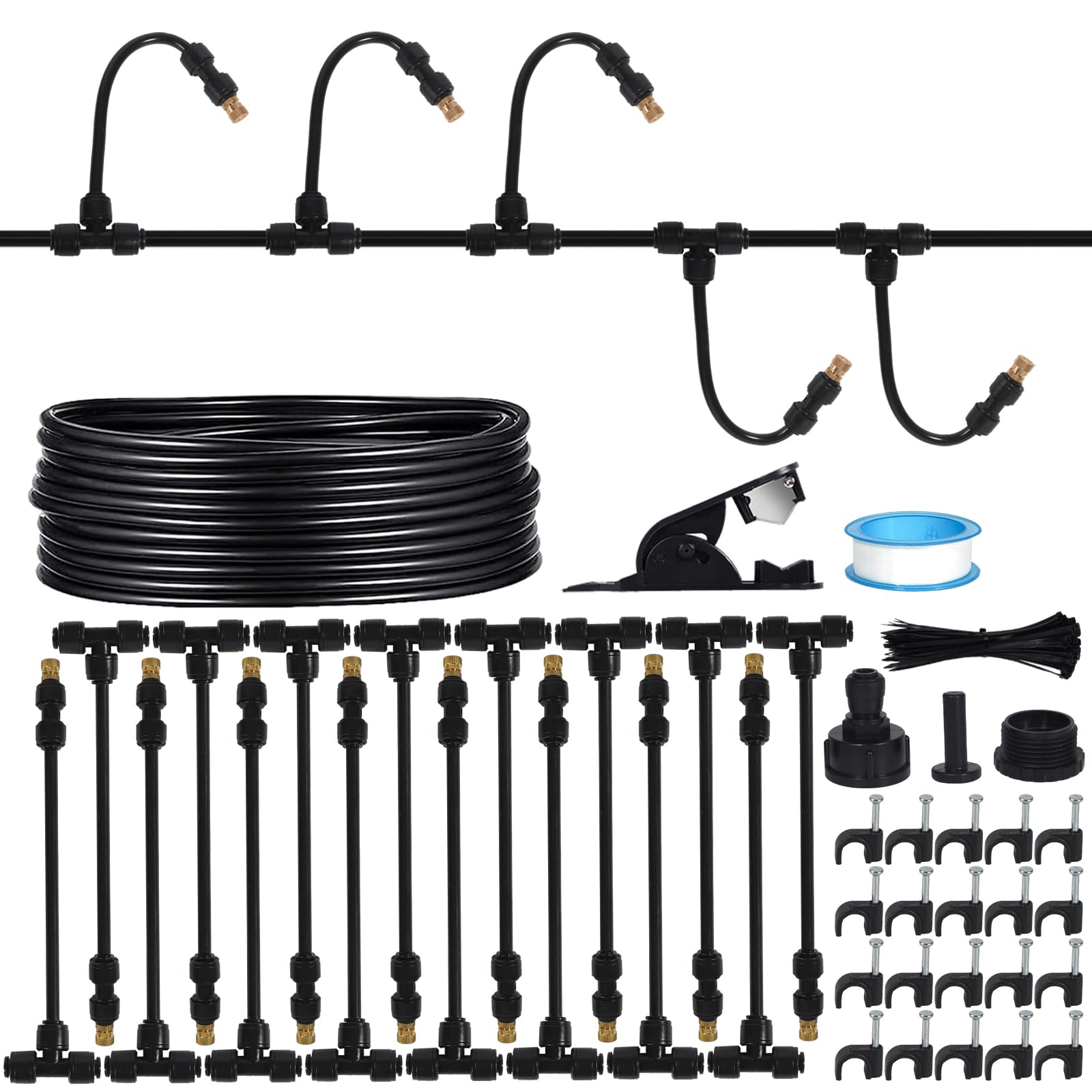 Nebulizador Terraza Jardín,16M Boquilla Kit de Riego Automático Sistema de Nebulización Refrigeración,DIY Enfriamiento Nebulizadores con 18 Boquilla, para Giardino, Trampolín, Sombrillas y Techos