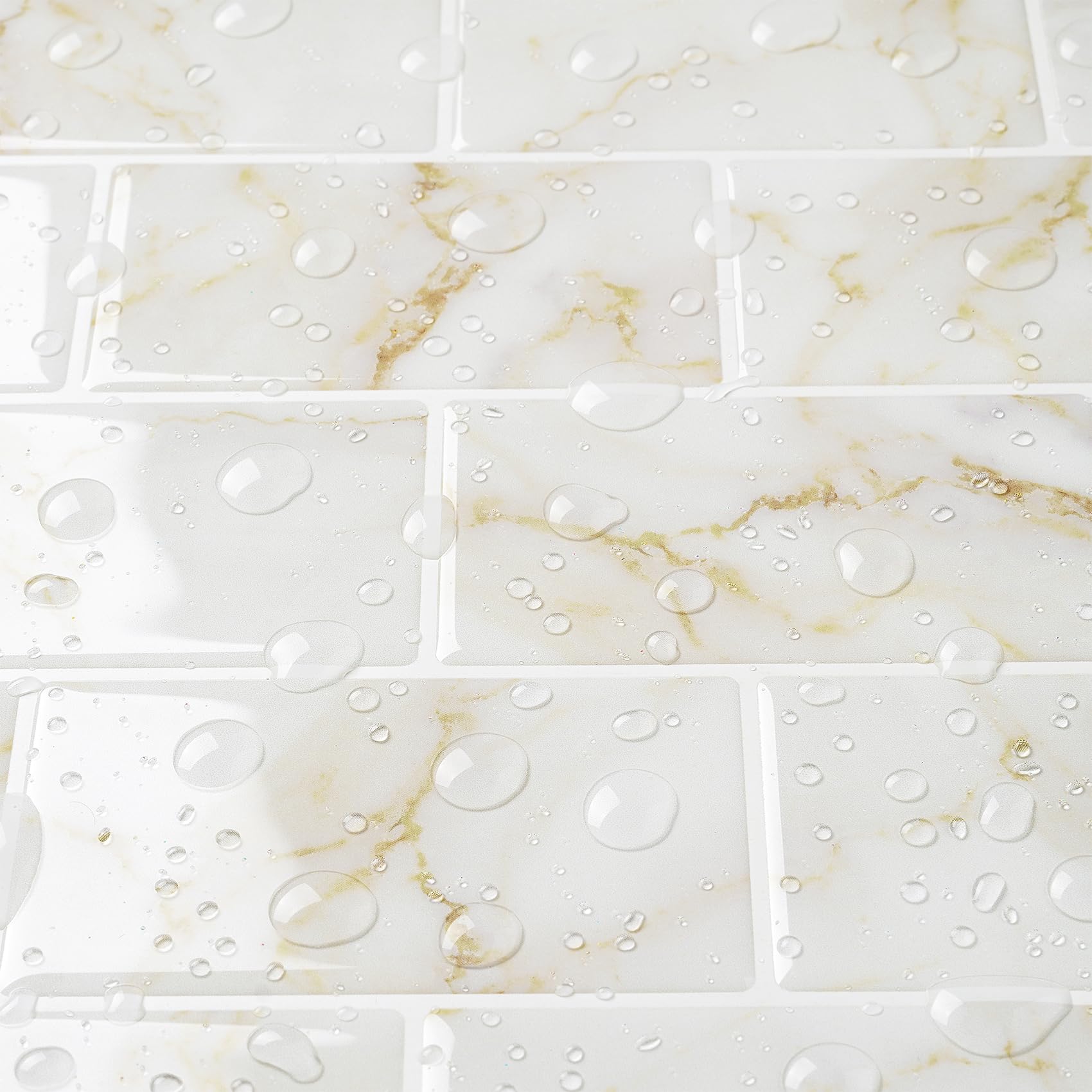 Carreaux autocollants marbre doré Livelynine lot de 4 dalles imperméables de cuisine 30x30 cm