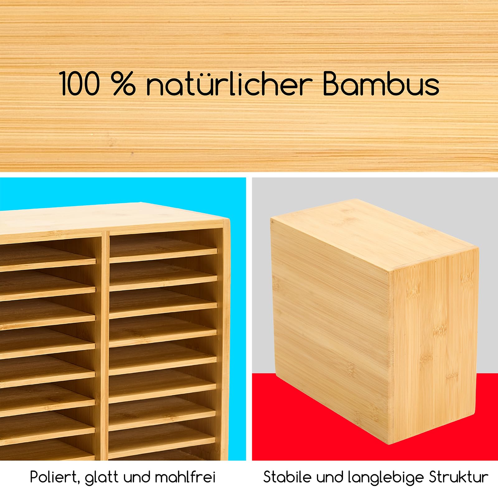 MEEDEN Bambus Marker Stifte Organizer：Stiftehalter für 224 Markerstifte/Stifte/Bleistifte, Stifte Aufbewahrungbox mit 32 Fächern für Zuhause Büro Schule