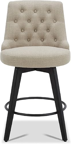 Miniatura 6 de Watson & Whitely Taburetes de bar de altura de mostrador, taburete de bar giratorio moderno tapizado de tela de alto rendimiento con respaldo, patas