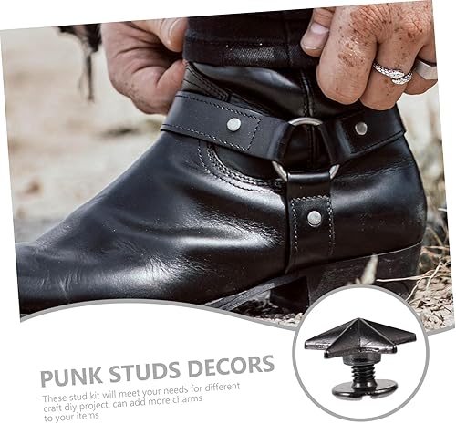 Miniatura 9 de EXCEART 50 piezas de clavos y tachuelas de estrella de aleación de 0.551 in con forma de estrella remache a presión botón punk con tornillos para