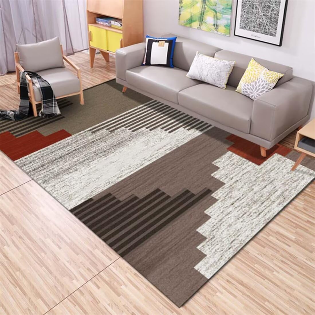 Tapis chambre fille 120x160cm gris protège-sol moderne salon et étude