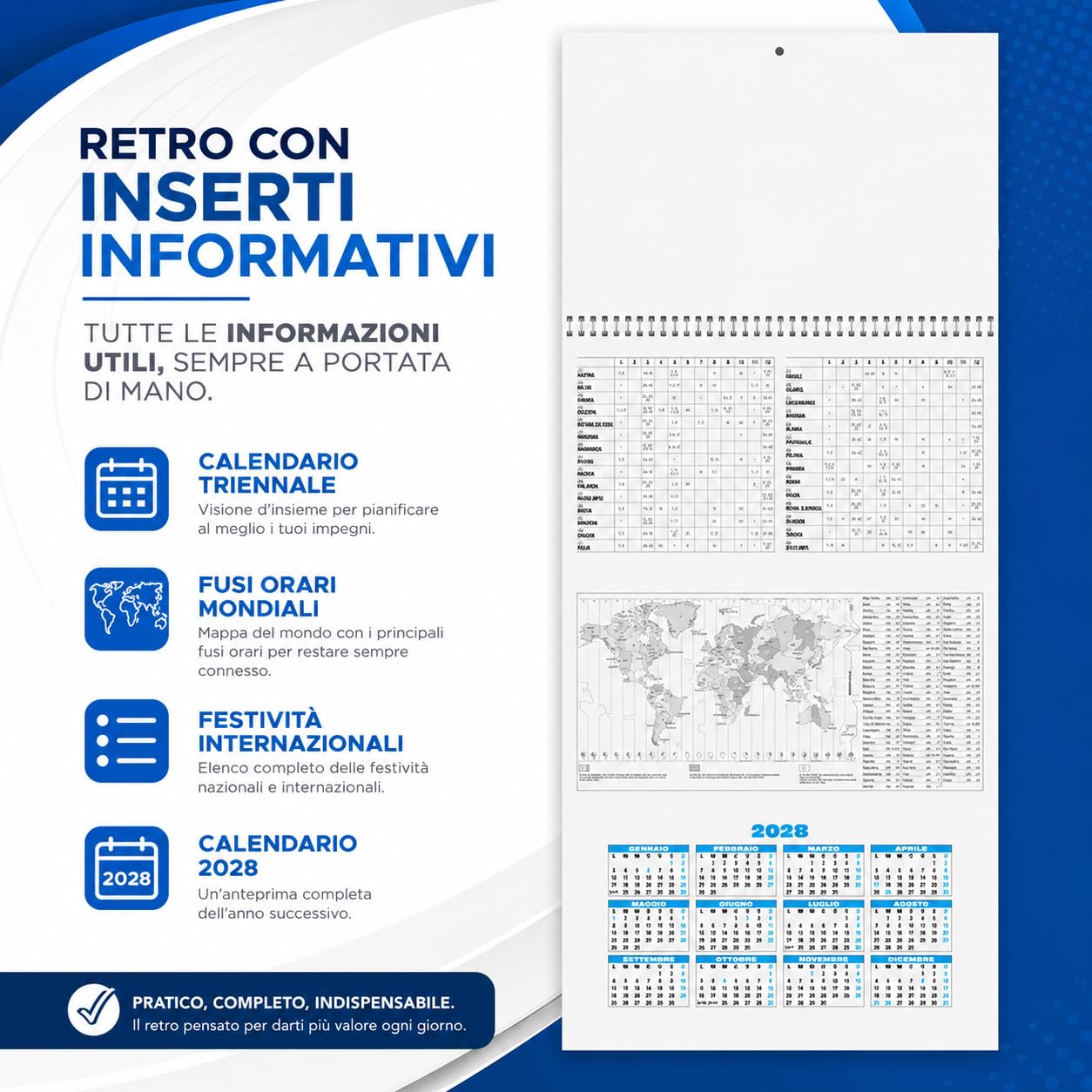 Calendari Personalizzati 2027 in Stock da 50 Pezzi Olandese Trittico Maxi 31x69 cm per Gadget Pubblicitari di Fine Anno e come Omaggio per i Clienti o Regali Aziendali | PA508