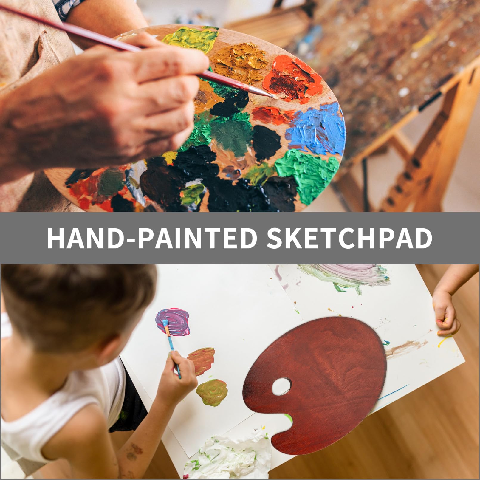 SHINEOFI Paleta de Pintura de Madera para Mezclar Colores Bandeja Lisa, Adecuado para Artistas y Estudiantes en Dibujo y Mezcla de Pintura al Óleo