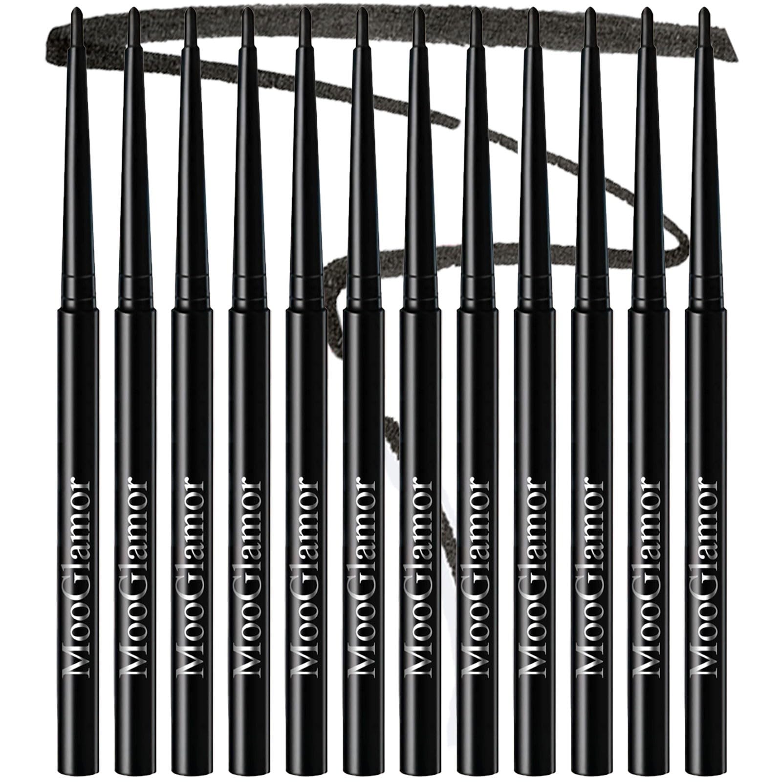 12 Pcs Black Eyeliner Pencil Gel Eyeliner Pen with Retractable and Waterproof Eye Liner for Bold and Defined Eye Liner(Black)