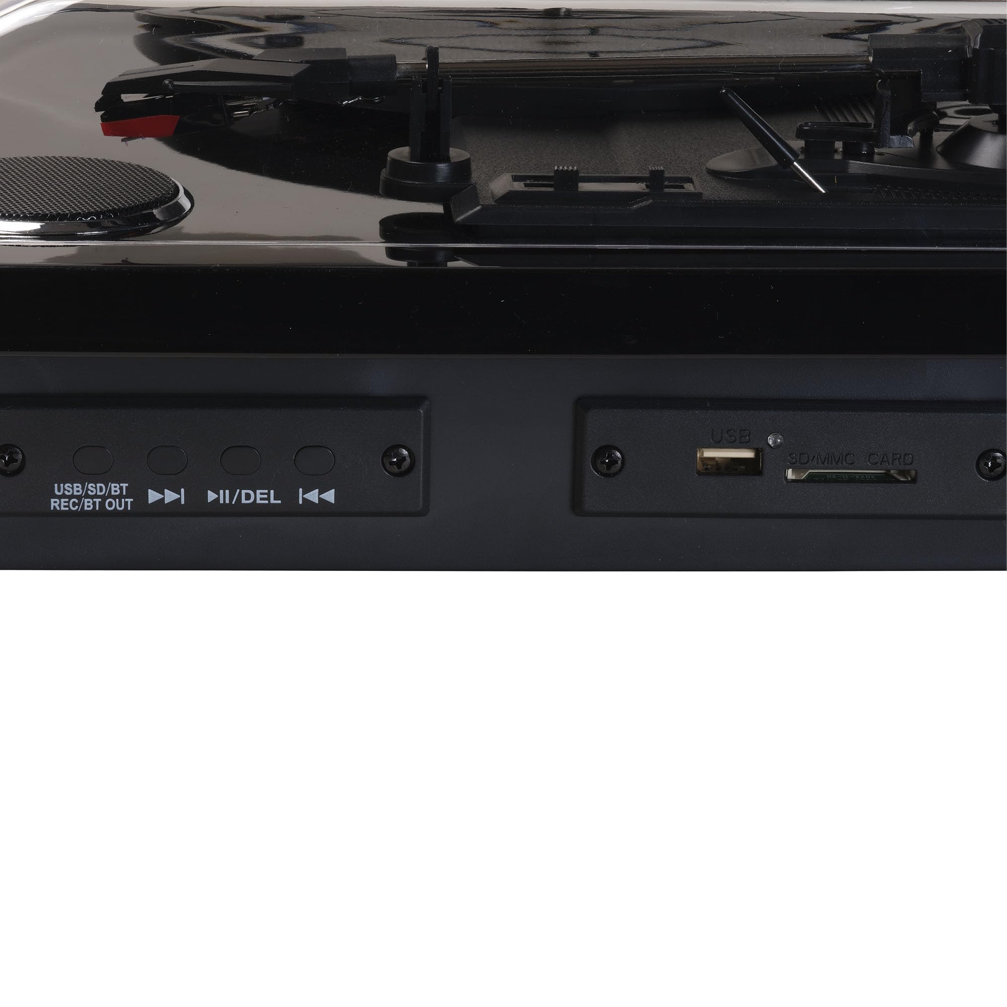 Denver VPL-230B Giradischi Bluetooth per Vinili con Casse Integrate, USB/SD, Registrazione MP3, Phono Out, 33/45/78 RPM, Nero