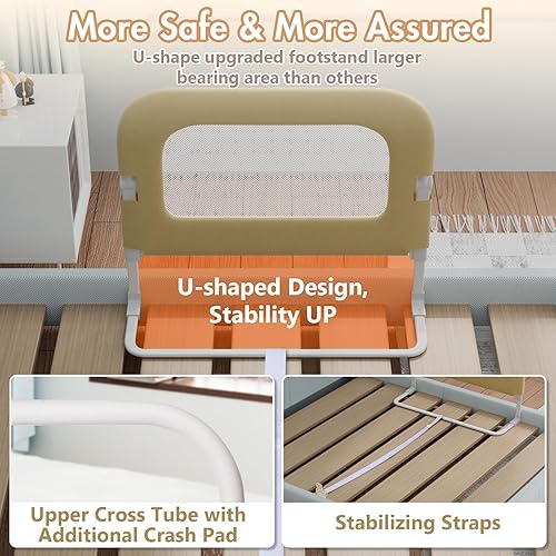 Miniatura 4 de omzer Riel de protección de cama para niños pequeños, rieles de cama de 32 pulgadas para Queen, matrimonial, King, individual, cuna, tamaño litera,