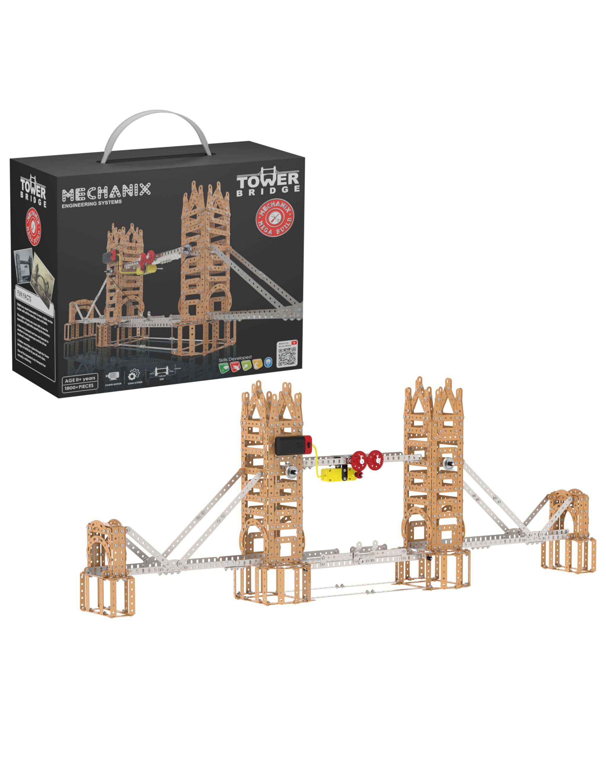 MECHANIX Mega Series Tower Bridge – 2129 Piece Motorised London Bridge Building Kit | STEM/STEAM Toy for Adults, Kids 8+, Families & Seniors | Made in India | Tools & Manual Included-image-48