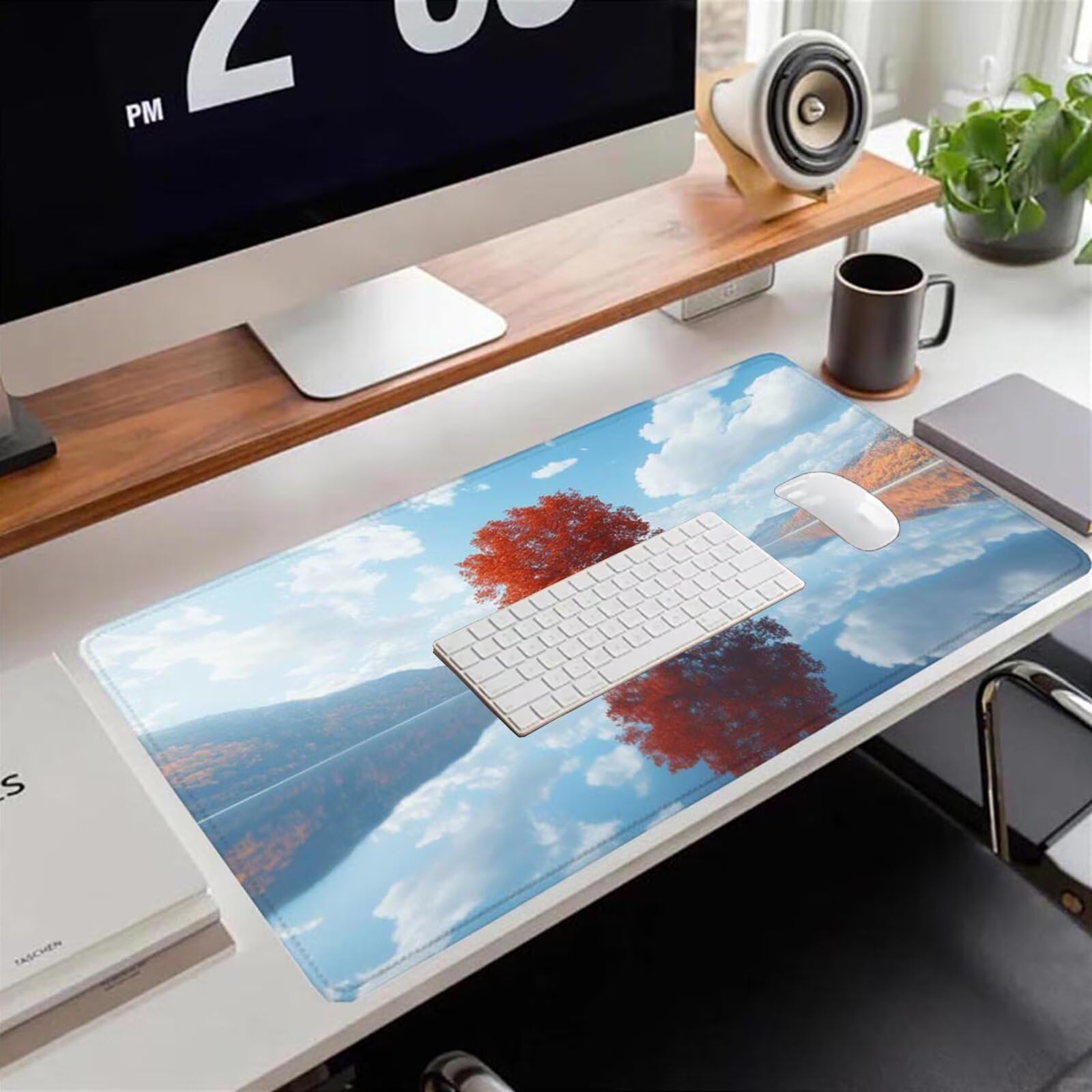 Gamingowa podkładka pod mysz 1200 x 600 x 3 mm, XXL, wodoszczelna, odporna na ścieranie, z przyszytymi krawędziami, niebieska, podkładka na biurko, poprawia prędkość i precyzję, do komputera, laptopa