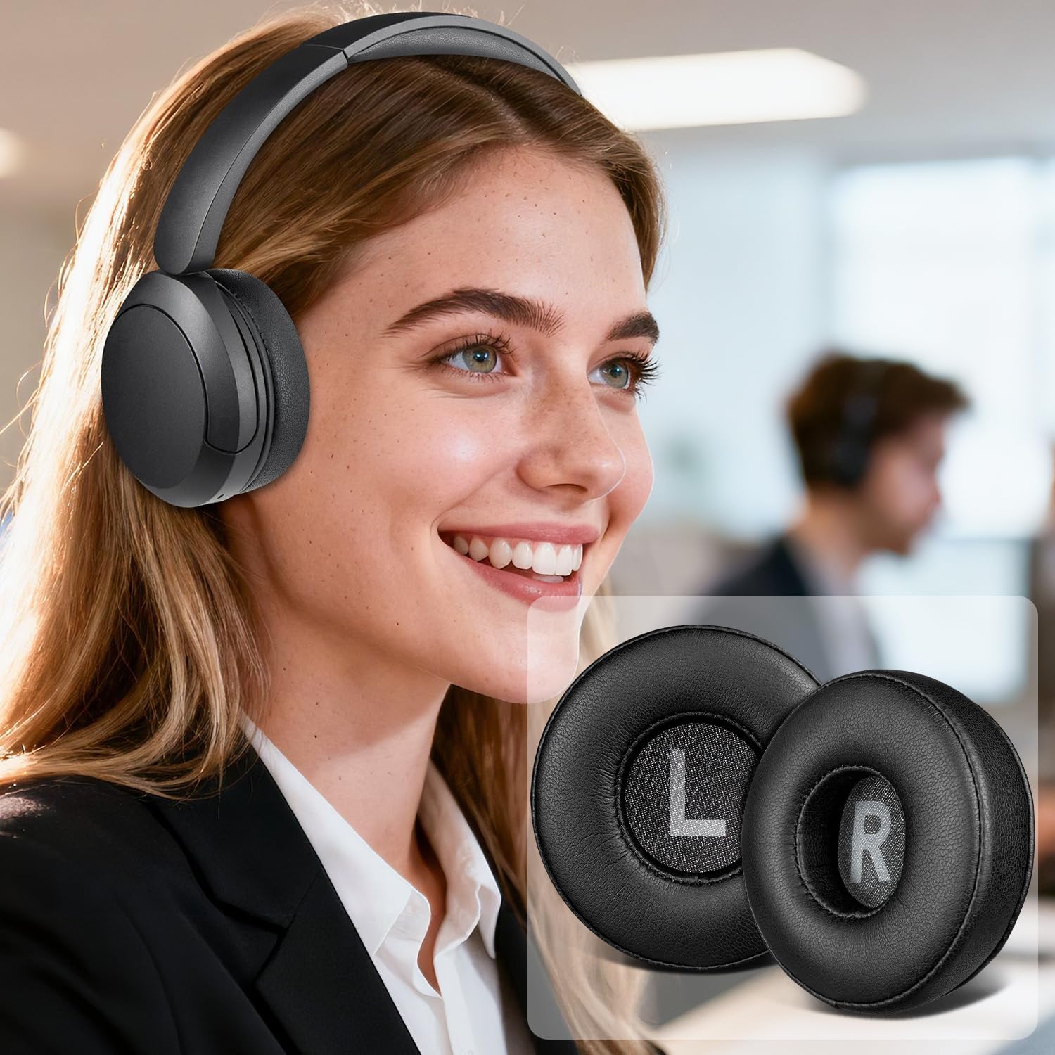 SOULWIT Earpads Replacement for Sony WH-CH500/CH510/CH520,MDR-ZX100/ZX110/ZX110NC/ZX220/XB200/ZX300/ZX330BT,MDR-V100/V150/V200/V250/V300/V400, Ear Pads Cushions for DR-BT101 - Black - Image 5