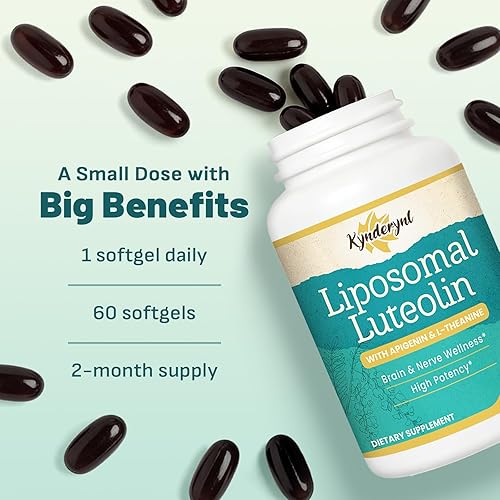 Miniatura 7 de Luteolina 200 mg cápsulas blandas liposomales para la salud cerebral y función cognitiva - para memoria y función neuroprotectora - Sin OMG, sin