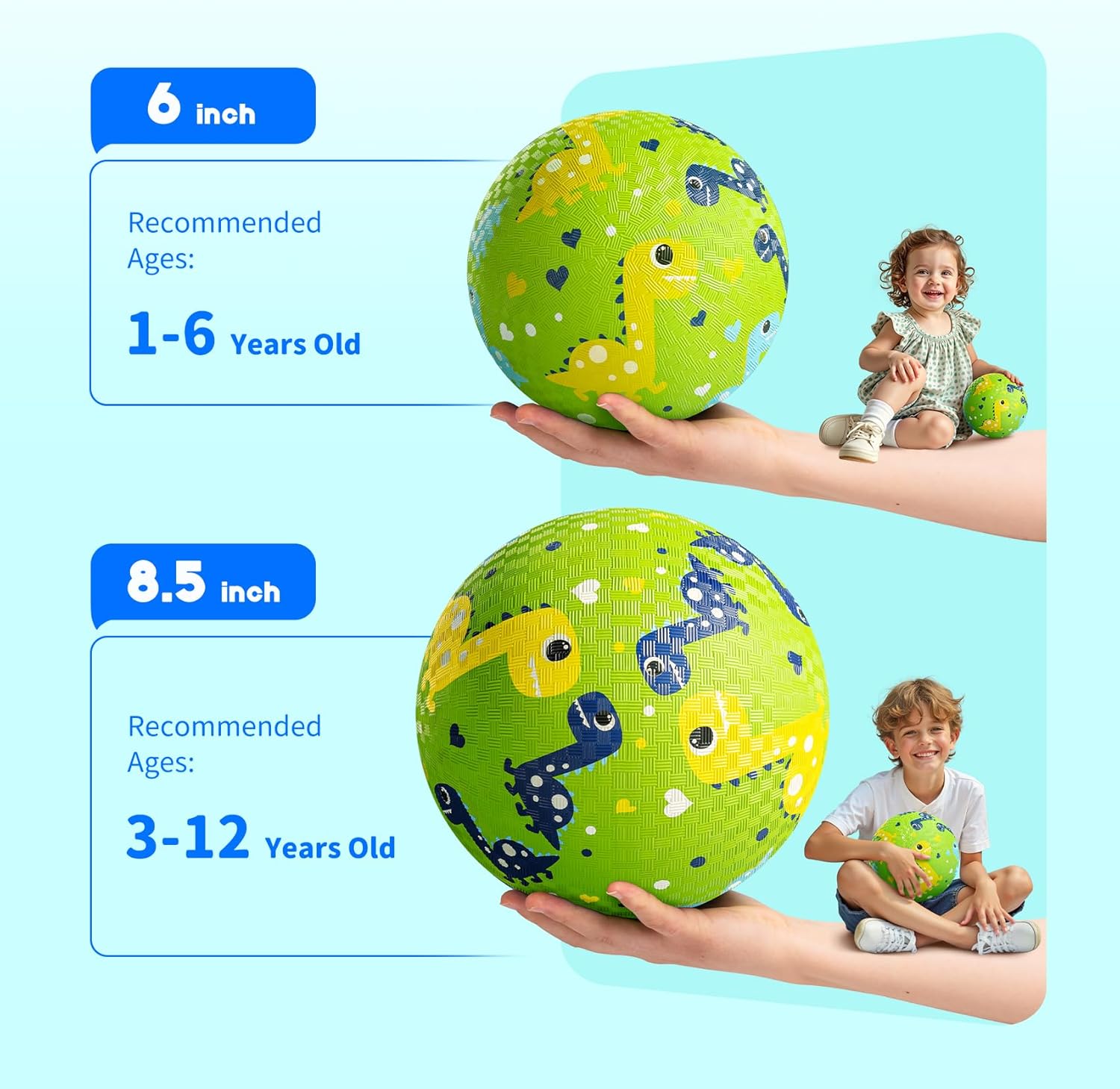 ZOOJOY Pack of 4 Playground Balls, 6" Rubber Bouncy Kickball Set for Toddlers Ages 1-6, Indoor & Outdoor Dodgeball Balls for Kids with 2 Hand Pumps & Gift Boxes – Fun School & Party Toys - Image 3