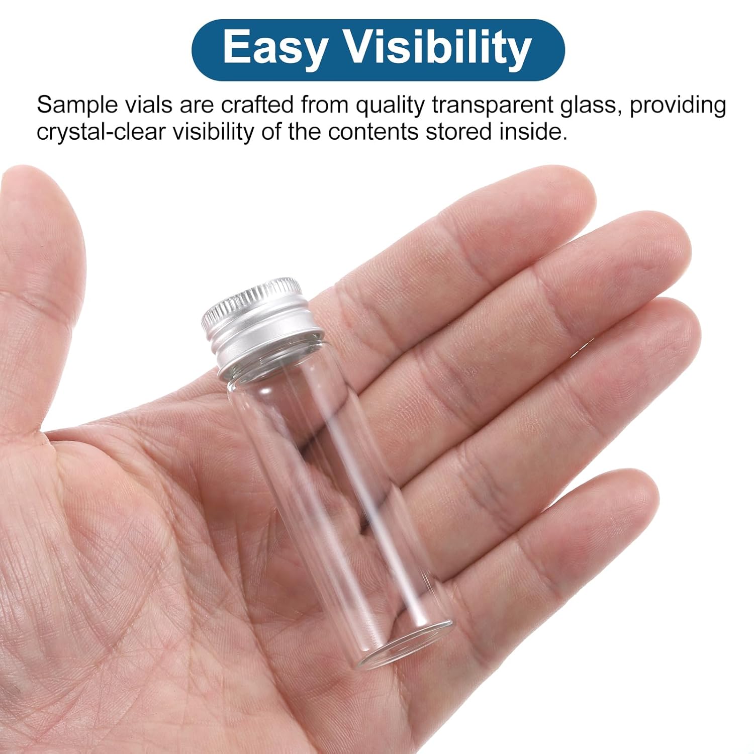 PATIKIL 15ml Clear Glass Vials, 100 Pack Small Liquid Sample Vial with Screw Caps Plastic Stoppers Leak-Proof Bottles Empty Jars