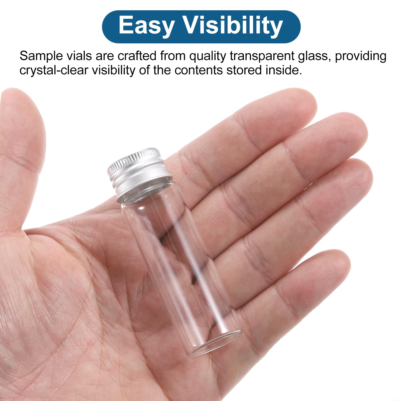 PATIKIL 15ml Frascos de Vidrio Transparente, Paquete de 100 Pequeños Frascos de Muestra de Líquido con Tapas de Rosca, Botellas a Prueba de Fugas, Tarros Vacíos