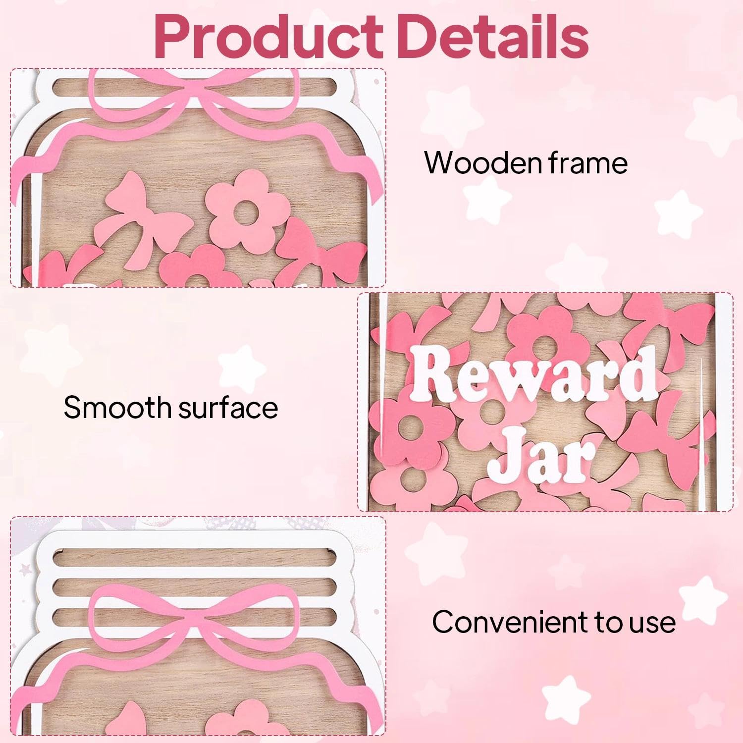 Reward Jar, Reward Jars for Children with 18 Flowers and 18 Bows, Good Behaviour Chart Reward Pot, Reward Jars and Tokens for Home School Classroom Teacher Parent - Image 3