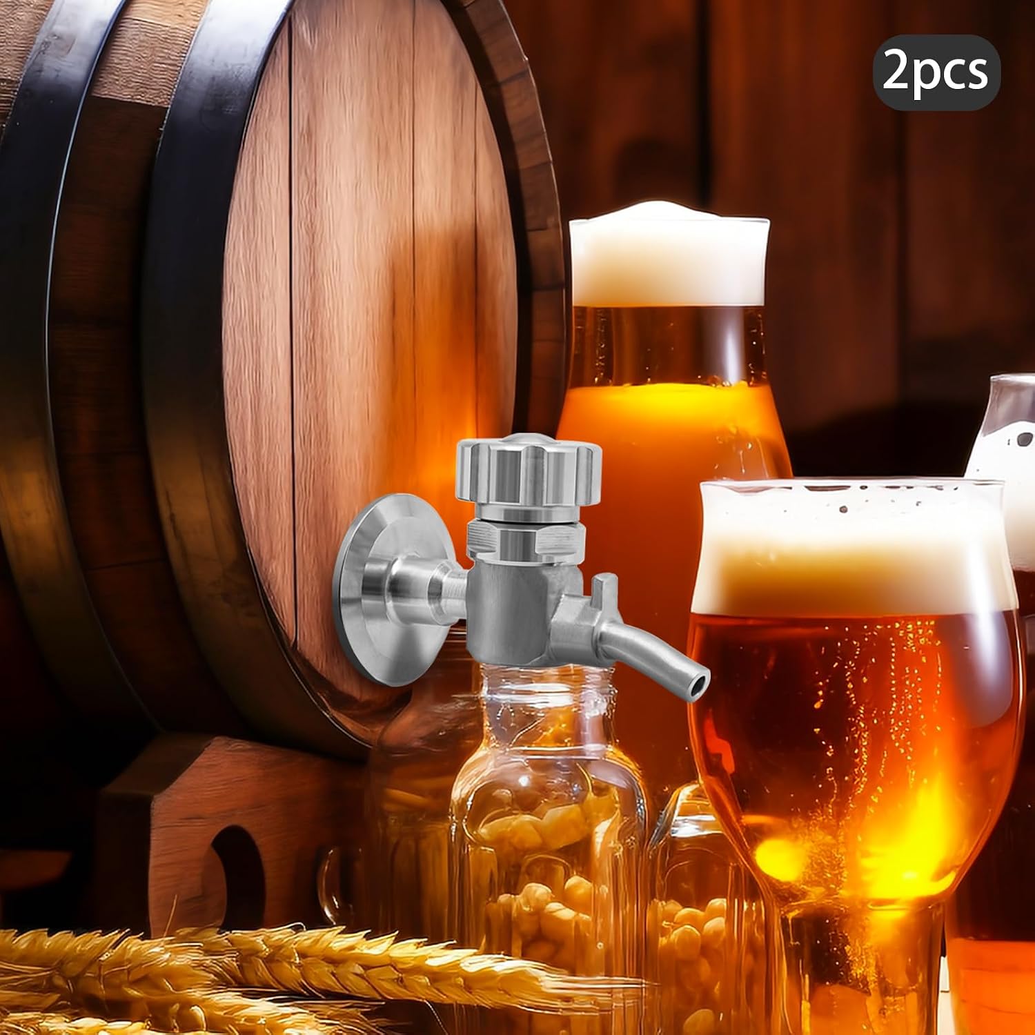 1.5" Tri Clamp Knob Style Sampling Valve Beer Sanitary Stainless Steel 304 Sealing Tri Clover Compatible End (2PCS)