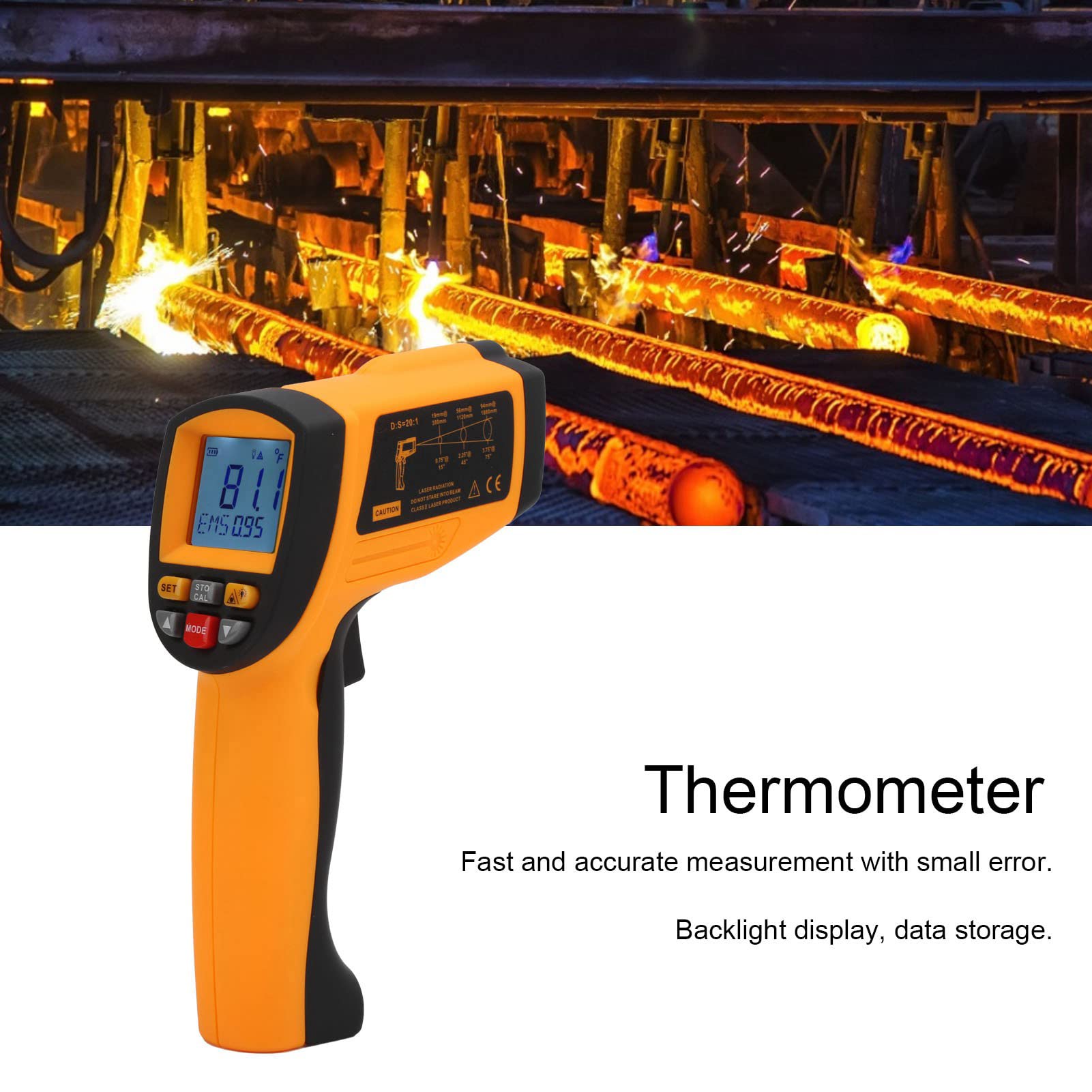 SEAFRONT Termometro a Infrarossi Senza GM1150, Misuratore di Temperatura Portatile, Misurazione Rapida -30 a 2102 Fahrenheit per Uso Industriale