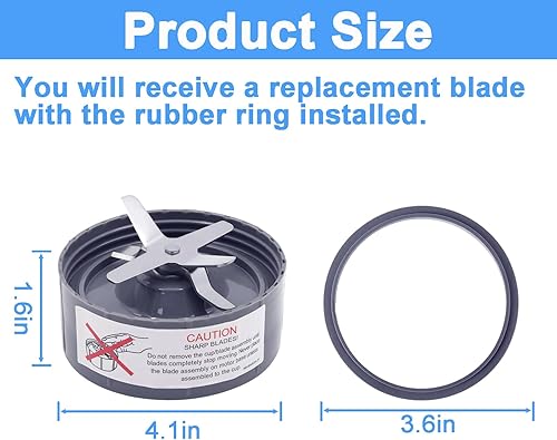 Miniatura 4 de Paquete de 2 cuchillas de repuesto para NutriBullet Original 600w y NutriBullet Pro 900w, hoja de licuadora con sello de juntas de goma para piezas