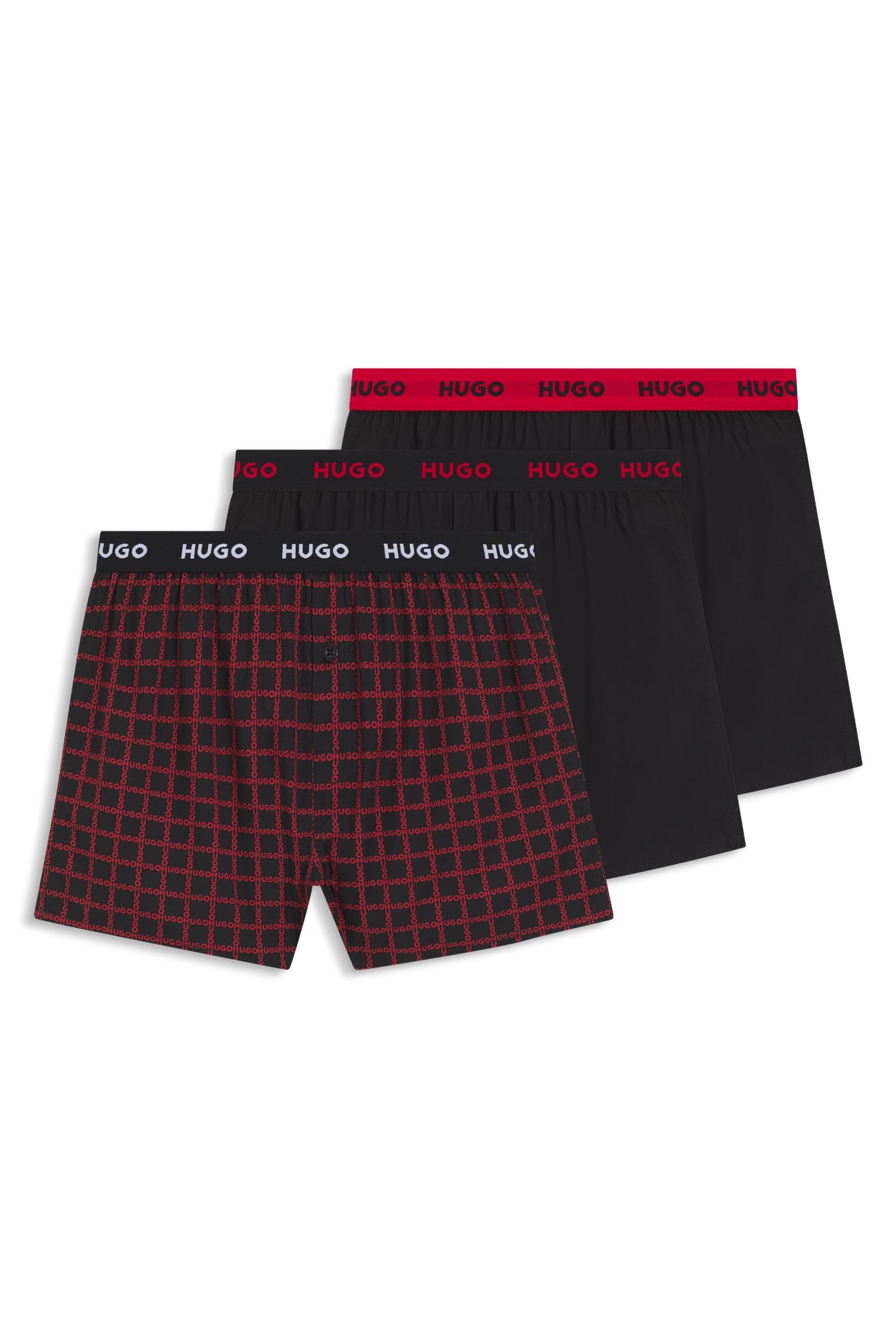 Hugo Men's Open Miscellaneous962 Woven Boxer Triplet Three-Pack Of Cotton Boxer Shorts With Logo Waistbands