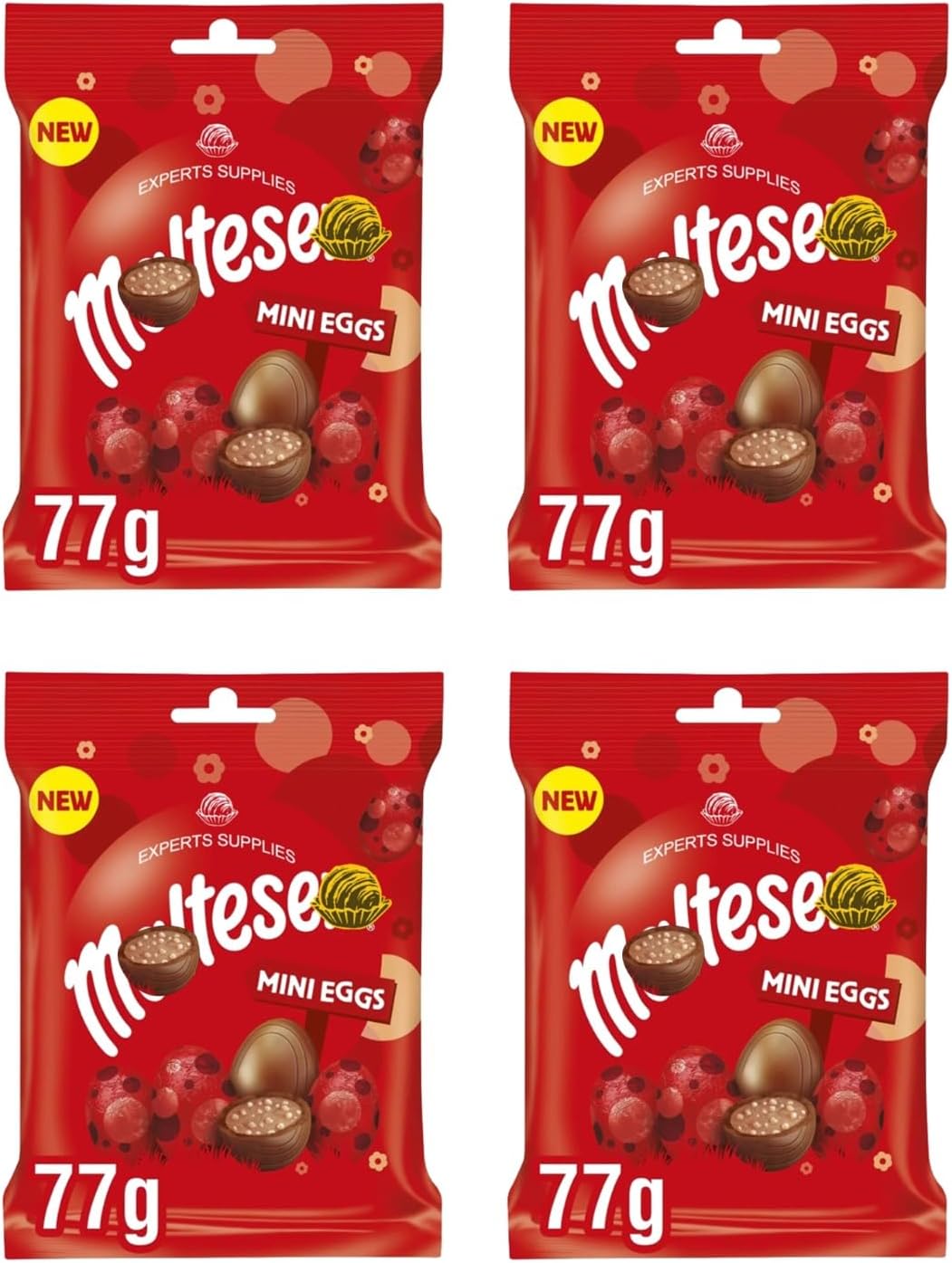 Malts Milk Chocolate Easter Mini Eggs 77g & Kits Milk Chocolate Mini Eggs Pouch 81g - Gift For Easter & Easter Eggs Hunt For Easter For Everyone 2026 (Pack Of 4, Maltesers Mini Eggs Bag)
