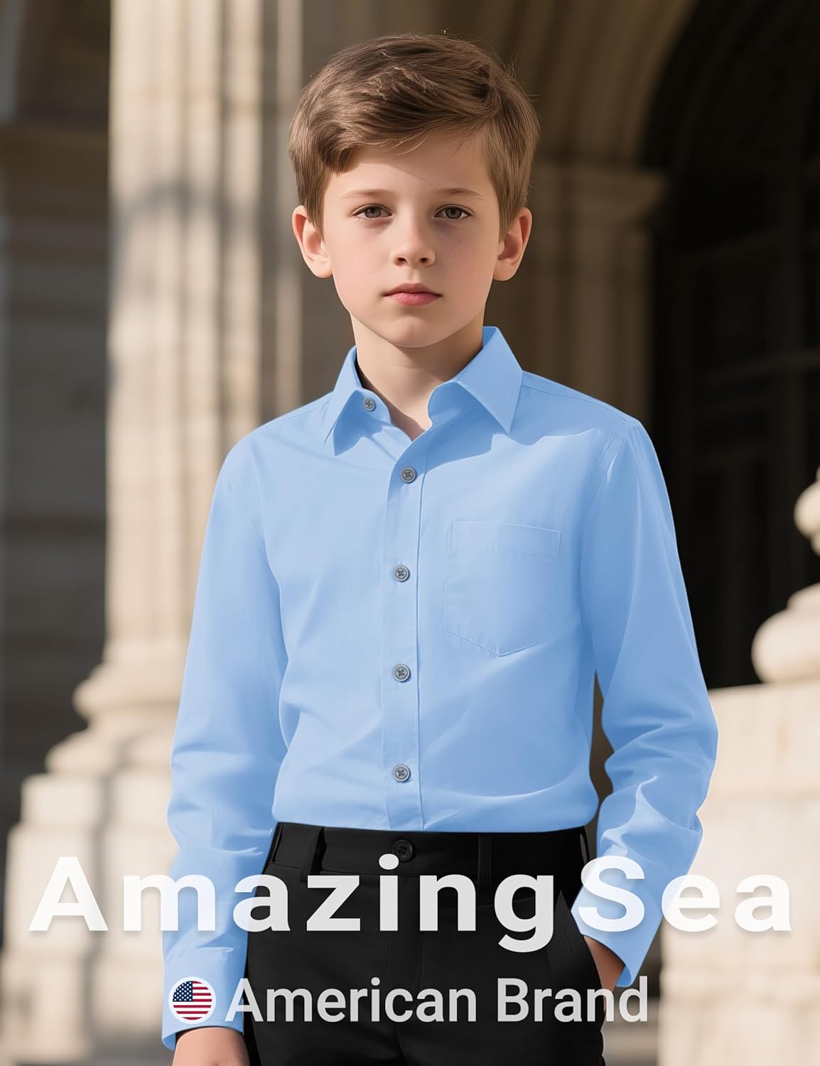 Boys Dress Shirts Long Sleeve, Boys Button Down Shirt Wrinkle-Free for Formal & Casual (Not Tie) - Image 3