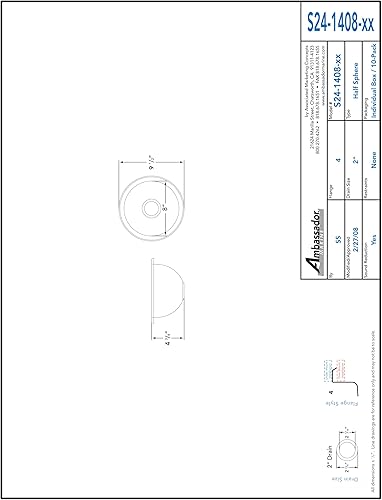 Miniatura 2 de Ambassador Marine Fregadero de acero inoxidable con acabado pulido ultra espejo de media esfera
