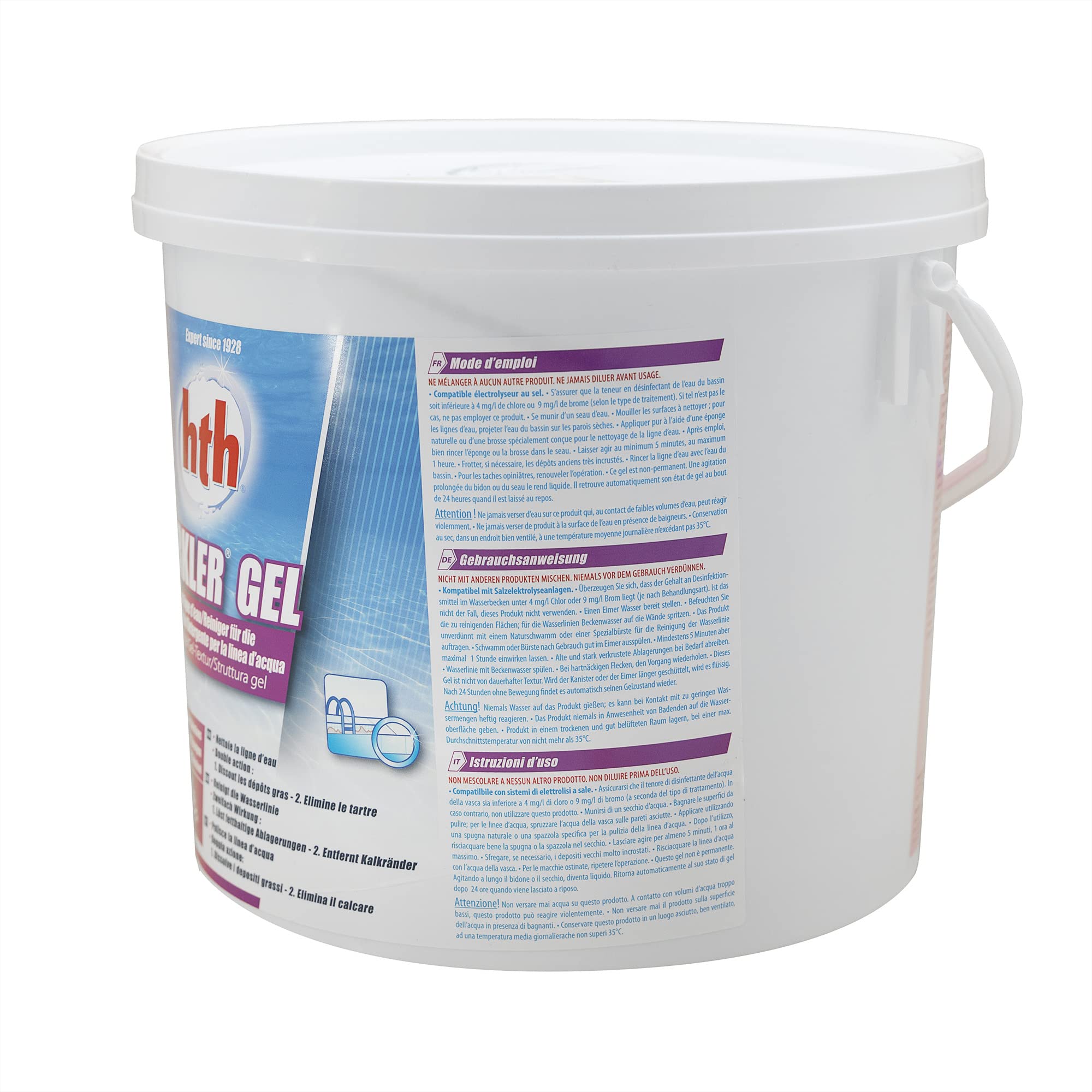 HTH BORKLER Gel - 5L | Nettoyant Ligne d'eau + 10 Tests HPS OFFERTS 6 en 1