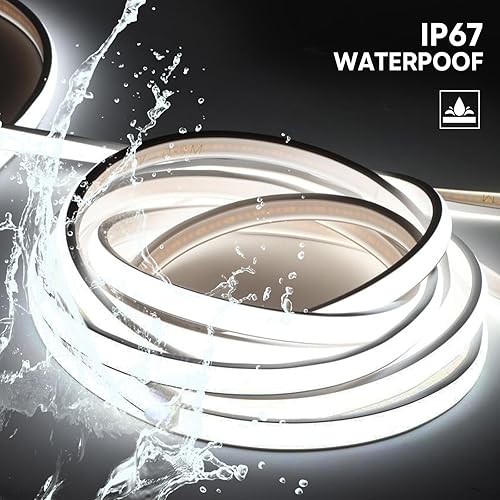 Miniatura 4 de Tira de luces LED COB de 6.56 pies de CA y 110 V, 6.6 ft, impermeable, IP67, 6000 K, blanco frío, luces LED cortables para dormitorio, armarios de