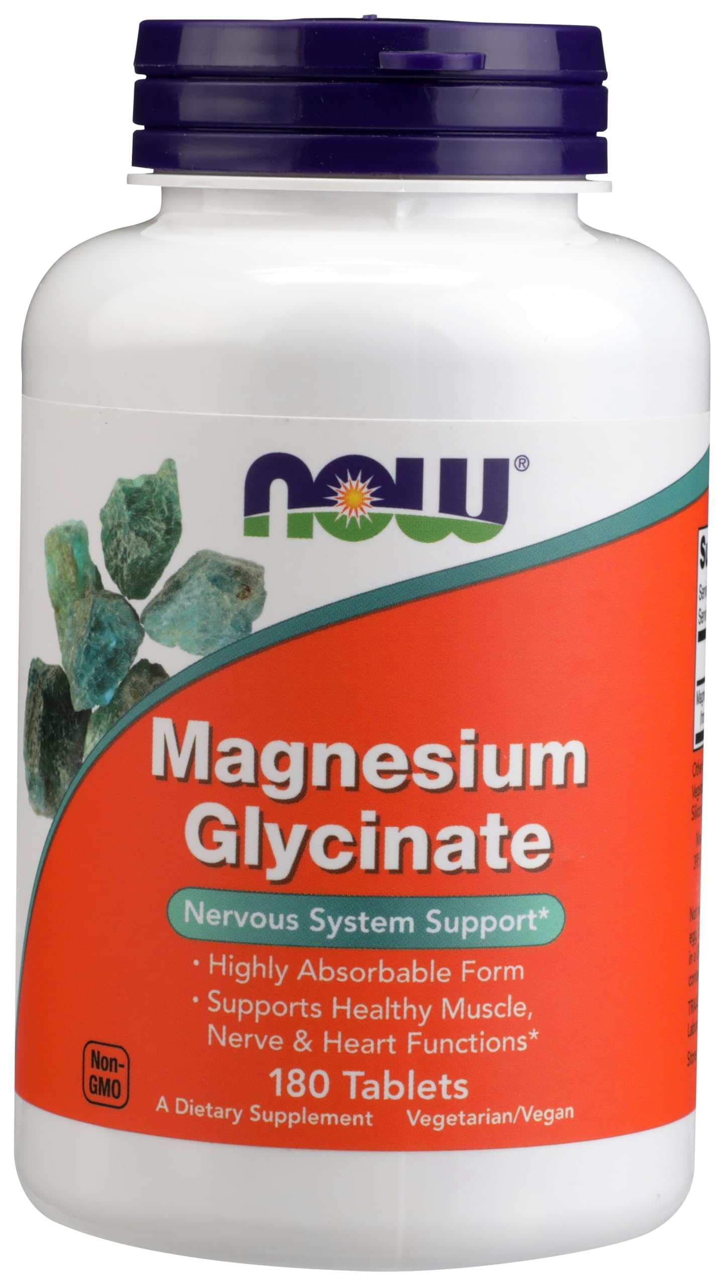 Now Foods Magnesium Glycinate Highly Absorbable Form Tablets, 180 Tablets